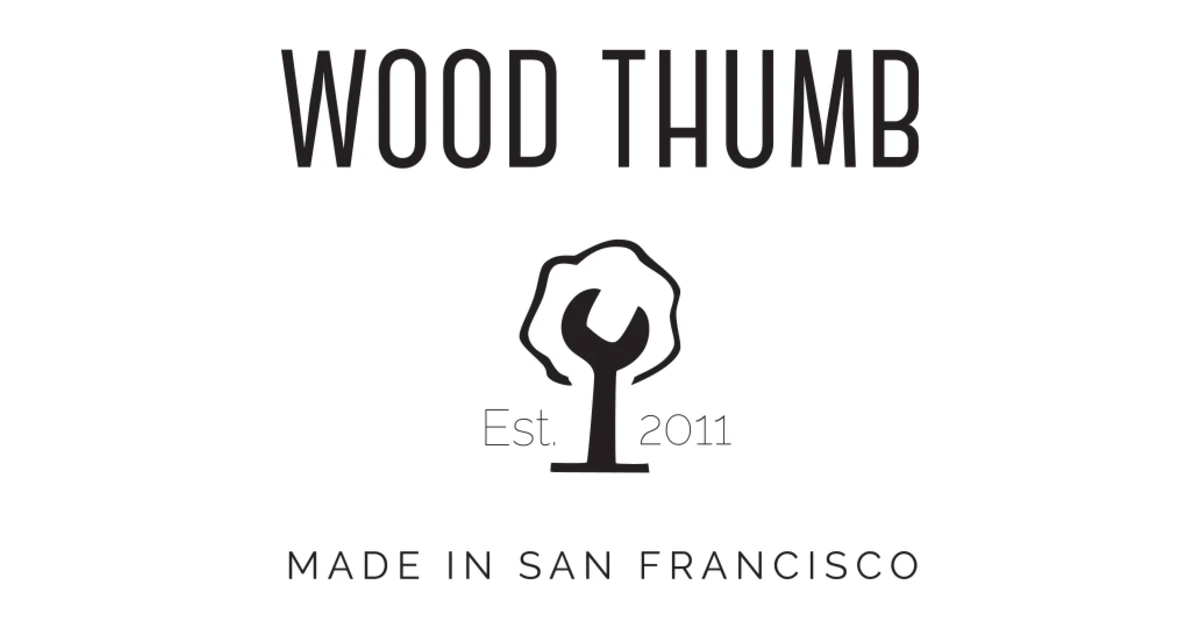 wood thumb woodworking logo